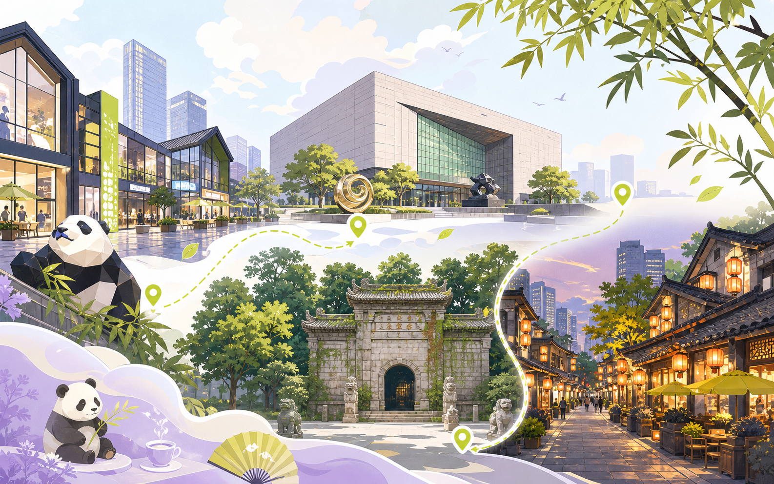 Chengdu city route illustration